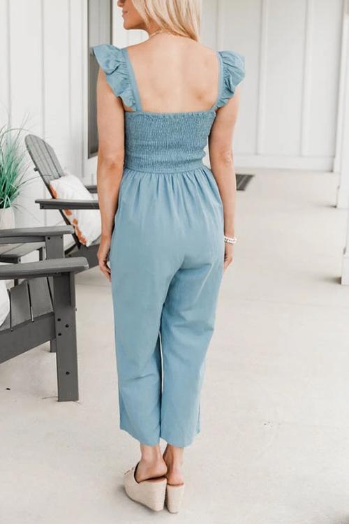 Ruffles Elastic Pockets Jumpsuits