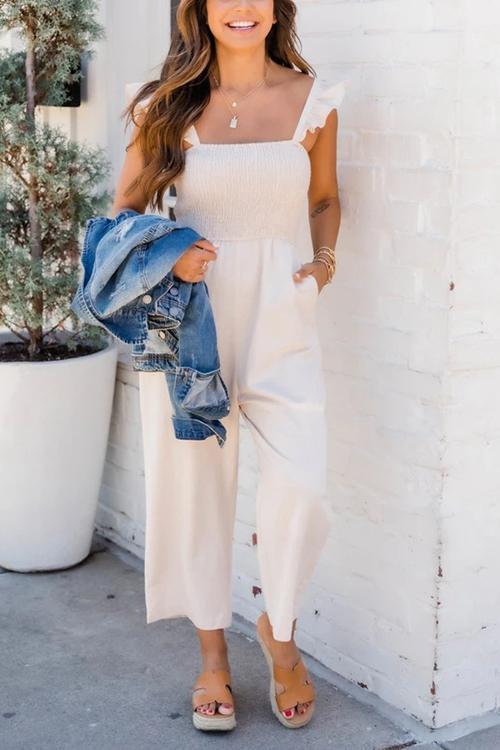 Ruffles Elastic Pockets Jumpsuits