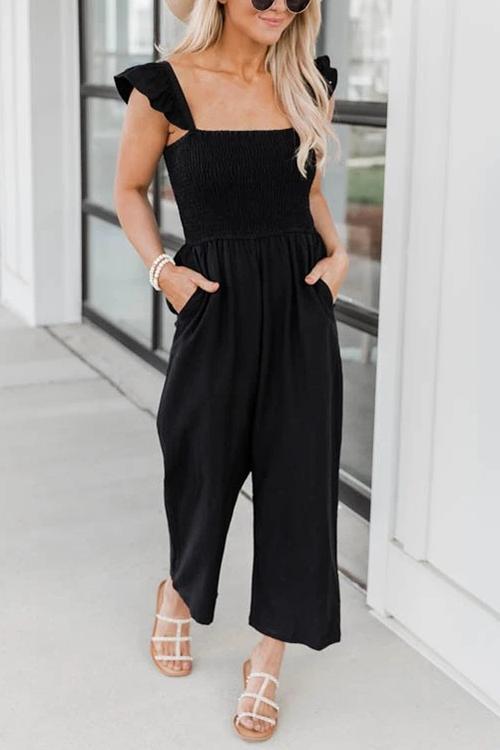 Ruffles Elastic Pockets Jumpsuits
