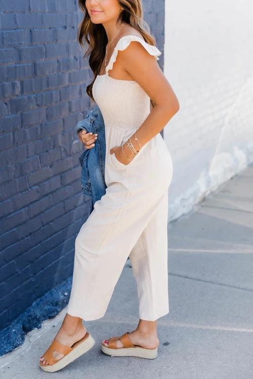 Ruffles Elastic Pockets Jumpsuits