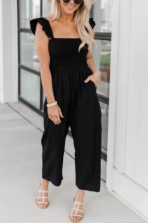 Ruffles Elastic Pockets Jumpsuits