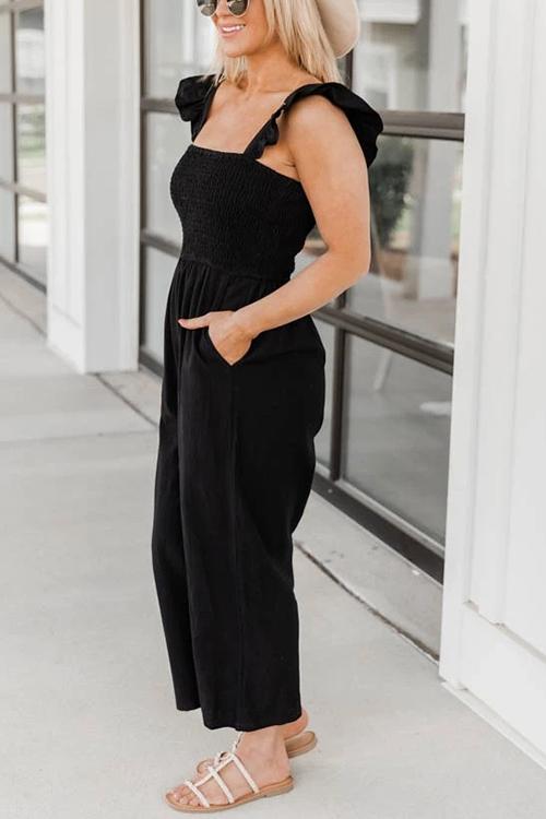 Ruffles Elastic Pockets Jumpsuits