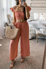 Ruffles Elastic Pockets Jumpsuits