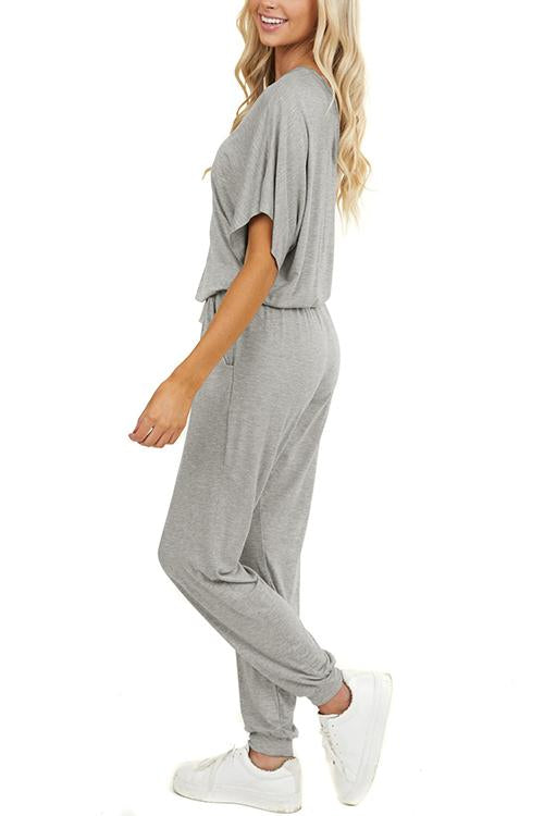 One Shoulder Drawstring Jumpsuits