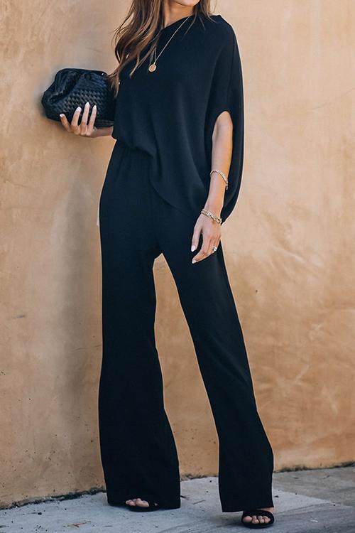 One Shoulder Bat Jumpsuits