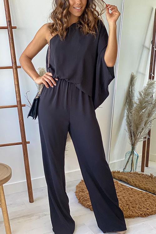 One Shoulder Bat Jumpsuits