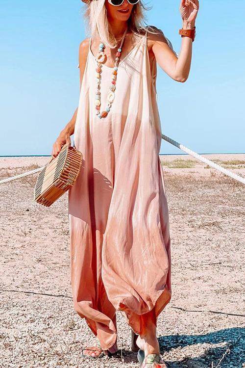 Gradient V Neck Slip Jumpsuits
