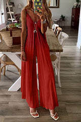 Gradient V Neck Slip Jumpsuits
