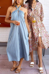 Dot Halter Neck Backless Jumpsuits
