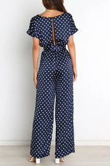 Dot Tie Waist Jumpsuits