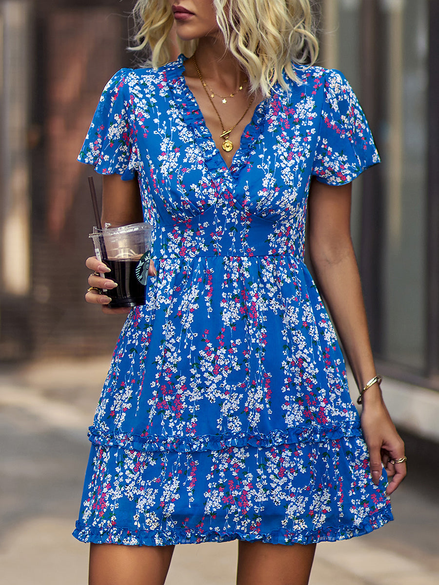 Women's Dresses Temperament Commuting Floral Sexy Mini Dress