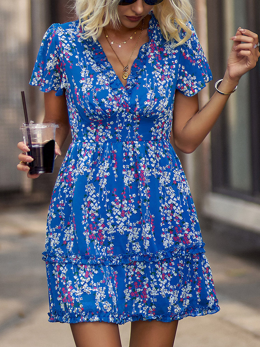 Women's Dresses Temperament Commuting Floral Sexy Mini Dress