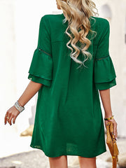 Women's Dresses Solid Color Loose Fashion V Neck Mini Dress