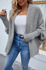Open Front Long Sleeve Irregular Knitted Cardigan
