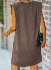 Sleeveless Mini Tank T Shirt Dress with Pockets