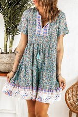 Green Floral Babydoll Tunic Dress