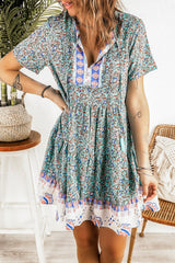 Green Floral Babydoll Tunic Dress