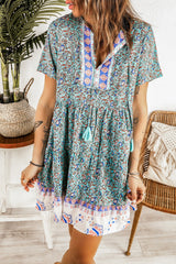 Green Floral Babydoll Tunic Dress