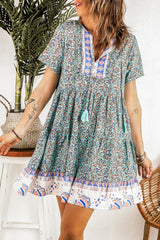 Green Floral Babydoll Tunic Dress
