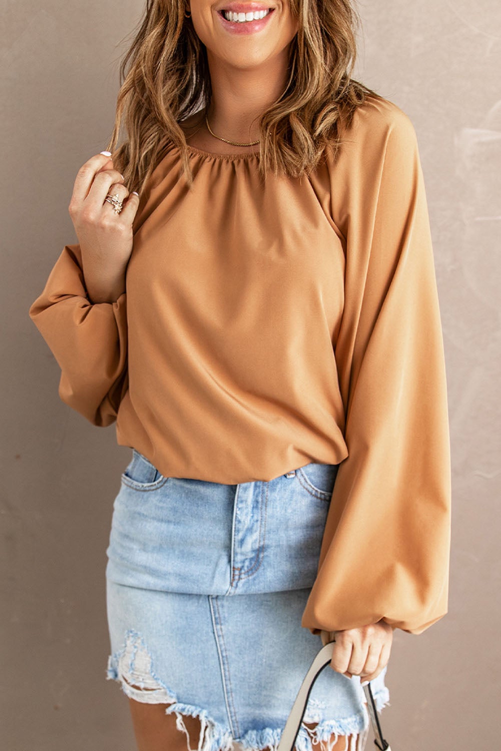 Lantern Sleeve Loose Blouse