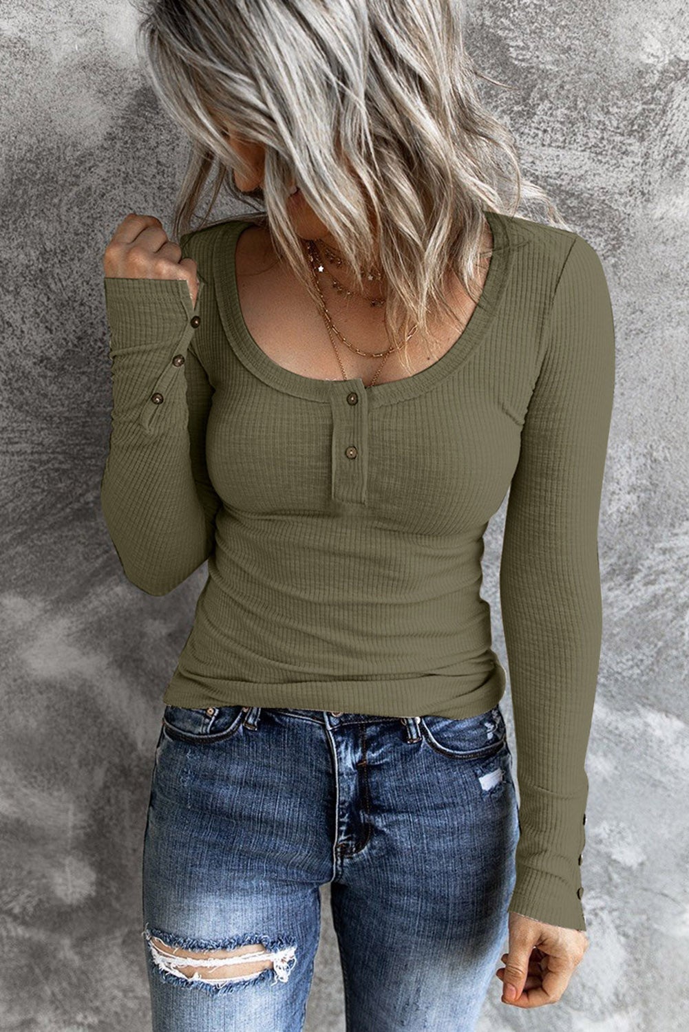 Ribbed Knit Long Sleeve Top