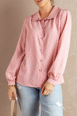 Pink Polka Dot Ruffled Shirt