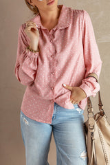 Pink Polka Dot Ruffled Shirt
