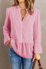 Pink Lace Ruffed Shirt