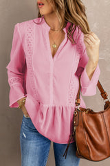 Pink Lace Ruffed Shirt