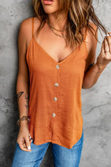 Orange Buttons Front Tank Top