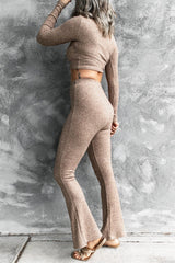 Ribbed Crop Top and Pants Set