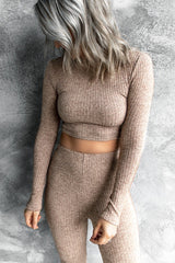 Ribbed Crop Top and Pants Set
