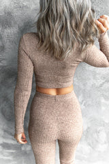 Ribbed Crop Top and Pants Set