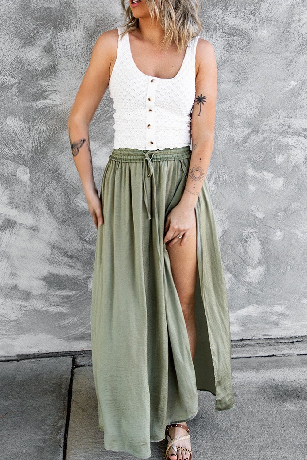 Smocked Waist Maxi Skirt