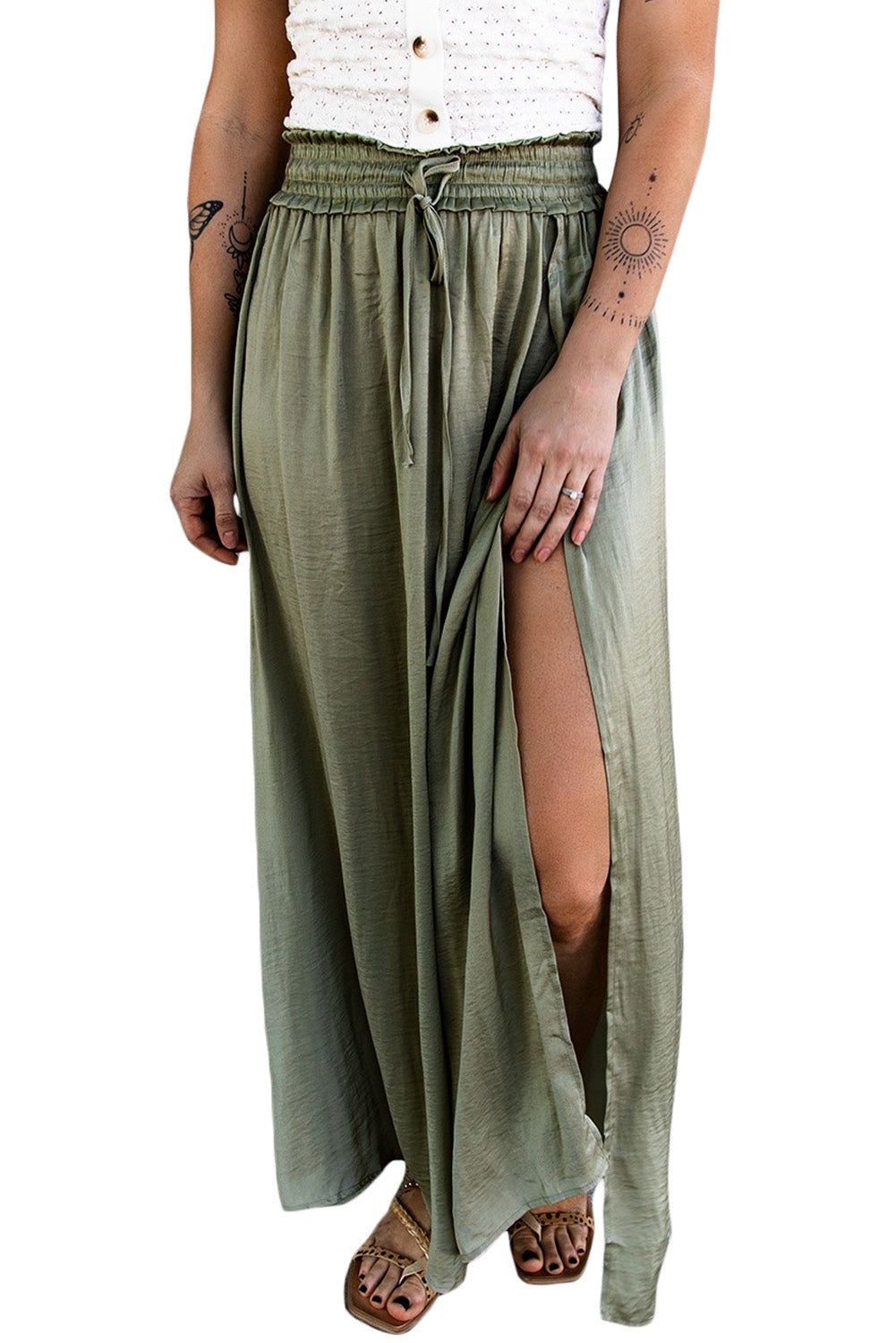 Smocked Waist Maxi Skirt