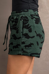 Camo Print Raw Hem Shorts