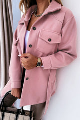 Pink Lapel Button-Down Coat