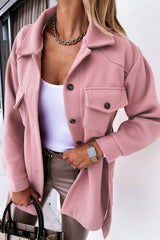 Pink Lapel Button-Down Coat
