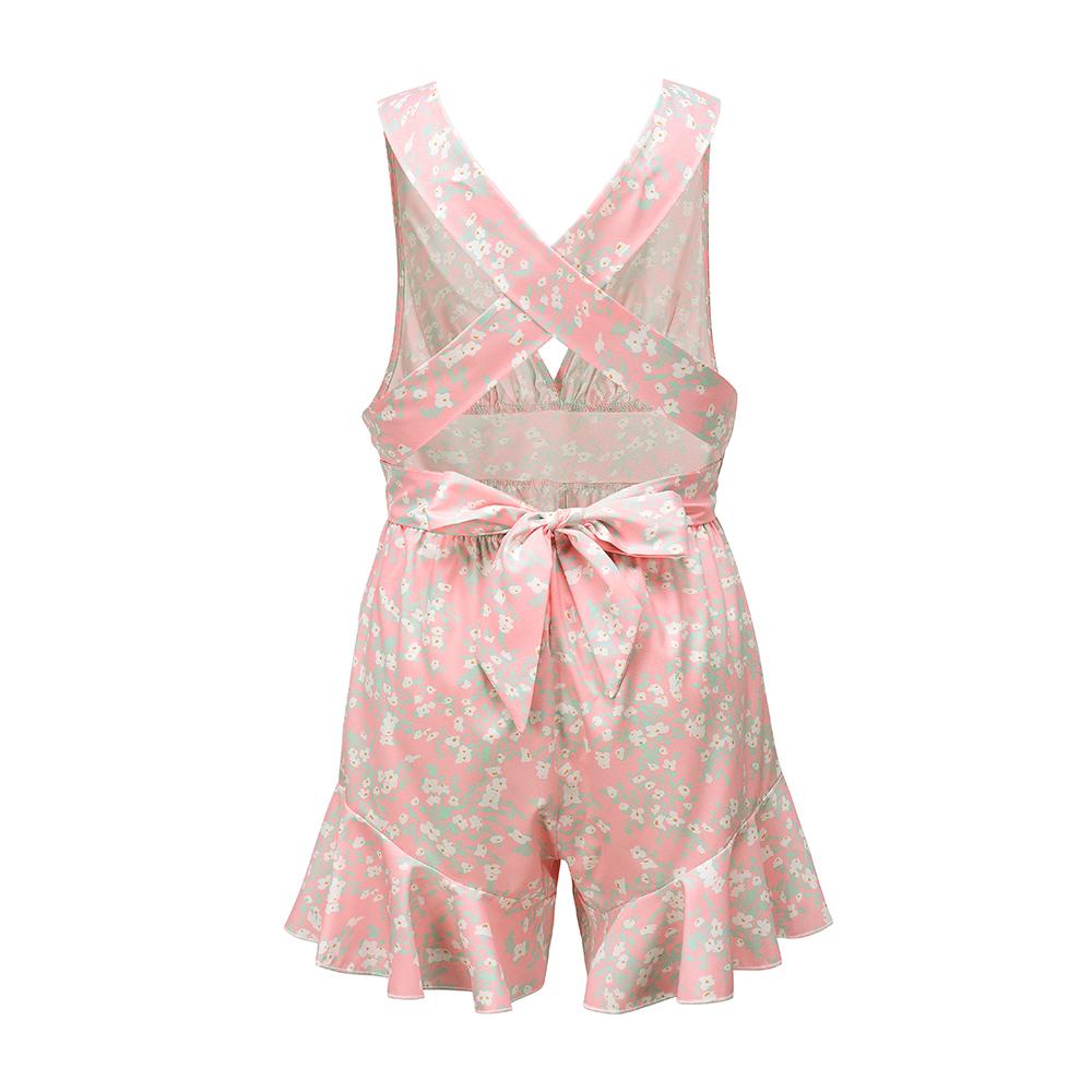 Sleeveless Deep V Neck Tank Mini Jumpsuit