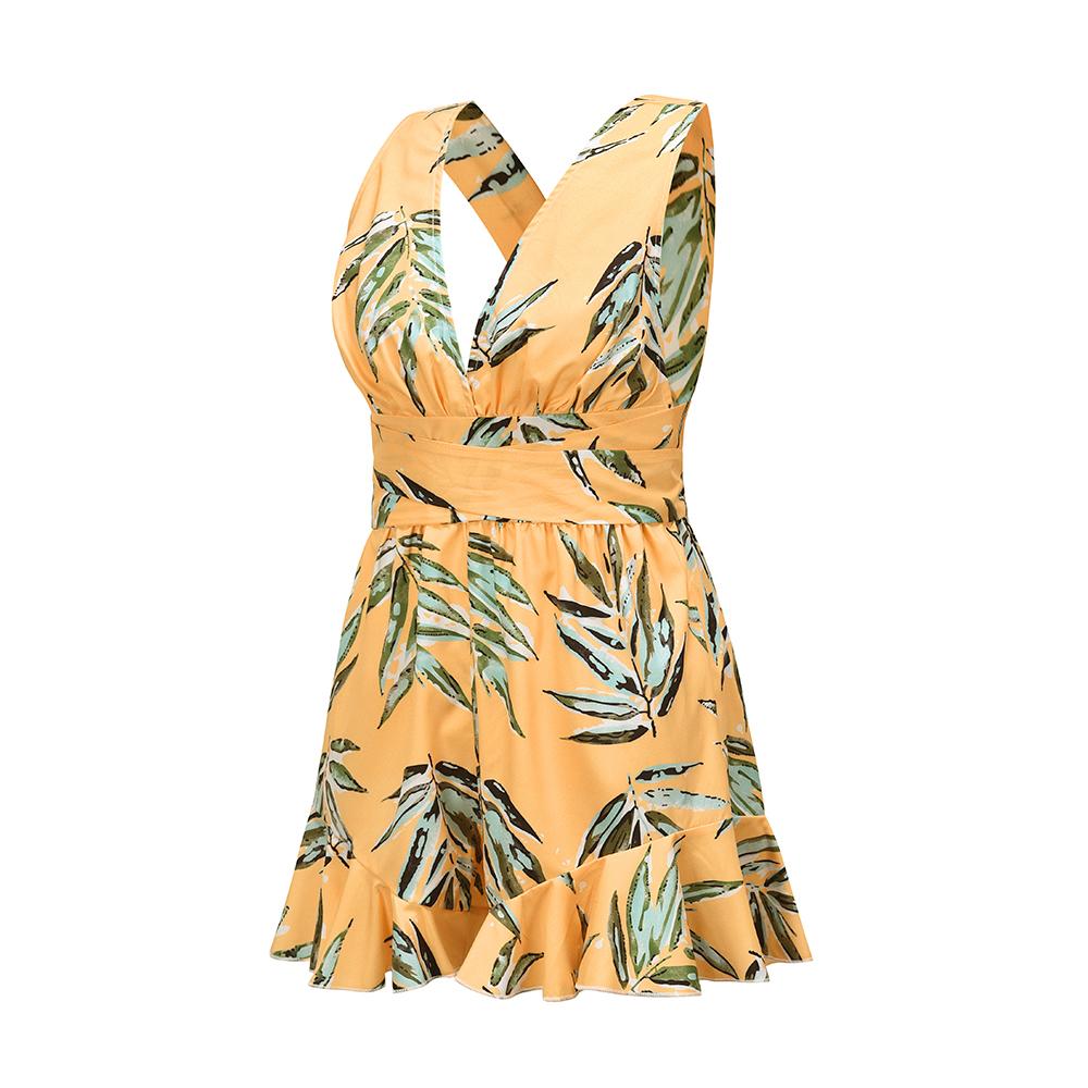 Sleeveless Deep V Neck Tank Mini Jumpsuit