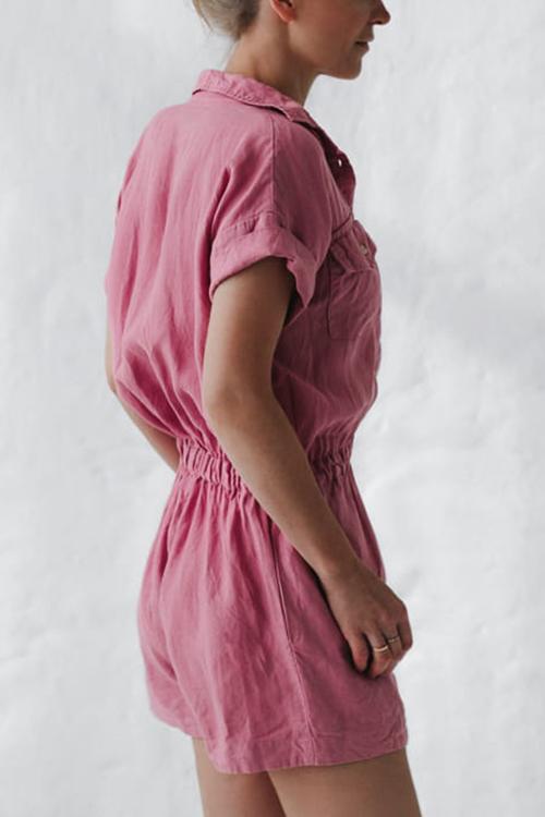 Elastic Waist Pockets Romper