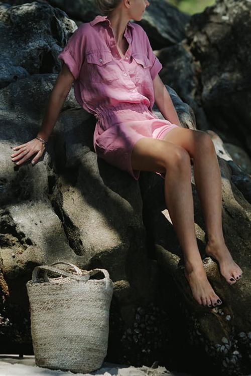 Elastic Waist Pockets Romper