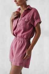 Elastic Waist Pockets Romper