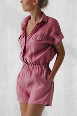 Elastic Waist Pockets Romper