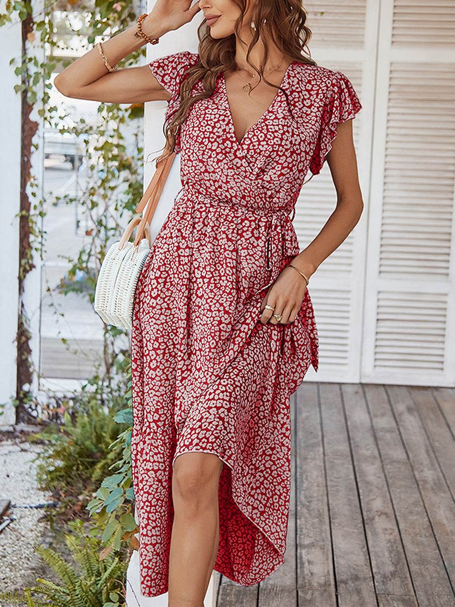 Women's Dresses Sexy Floral Tie Waist Casual Midi Dress