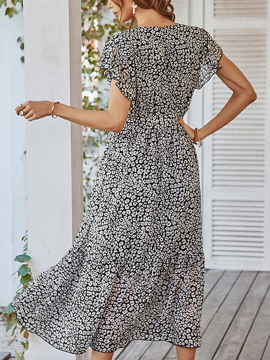 Women's Dresses Sexy Floral Tie Waist Casual Midi Dress
