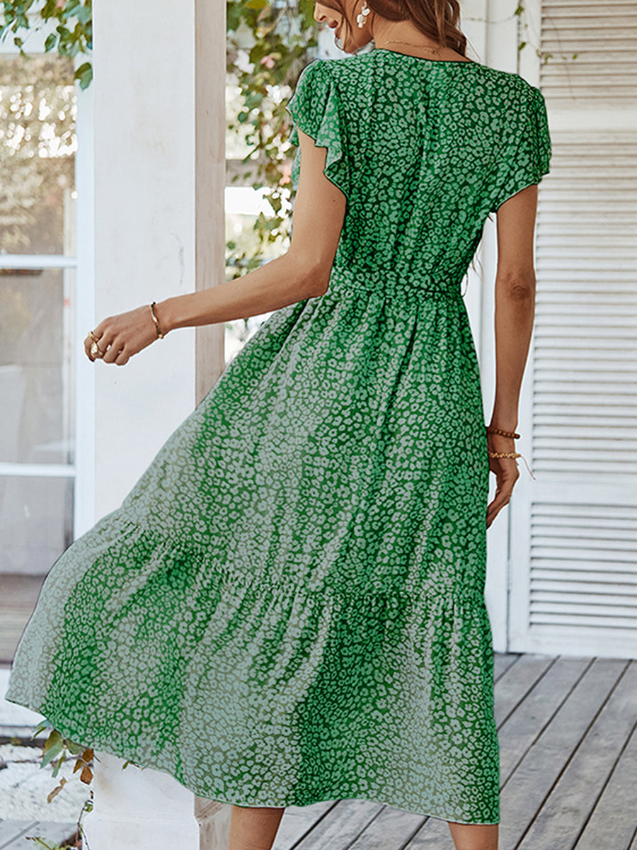 Women's Dresses Sexy Floral Tie Waist Casual Midi Dress