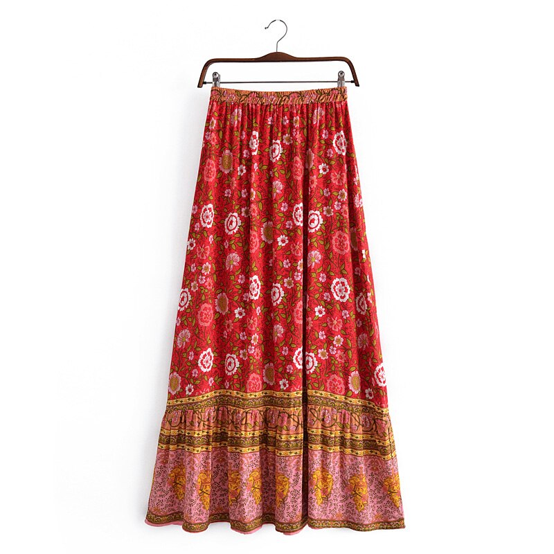 Boho Skirt, Hippie Skirts, Maxi Skirt, Verbena Flower in Blue