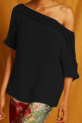Dew Shoulder Short Sleeve Sweater