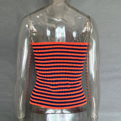 Women's Tank Tops Striped Hollow Knit Bandeau Tank Top